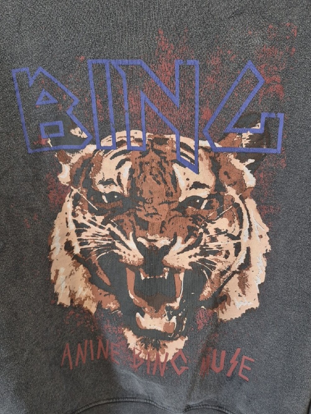 Anine Bing Tiger Graphic Sweatshirt | Charcoal | Edgy Classic - Picture 5 of 6